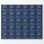 [ Thumbnail: Blue, Faux Gold "Happy 7th Birthday" Wrapping Paper ]