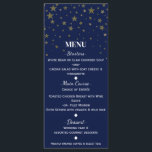 Blue & Faux Gold Stars Wedding Menu Card<br><div class="desc">Blue & Faux Gold Modern Dots Wedding Menu Card</div>