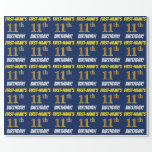 [ Thumbnail: Blue, Faux/Imitation Gold, "11th Birthday" Wrapping Paper ]