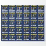 [ Thumbnail: Blue, Faux/Imitation Gold, "13th Birthday" Wrapping Paper ]