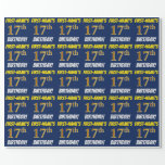 [ Thumbnail: Blue, Faux/Imitation Gold, "17th Birthday" Wrapping Paper ]