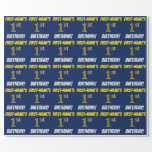 [ Thumbnail: Blue, Faux/Imitation Gold, "1st Birthday" Wrapping Paper ]