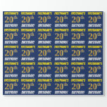 [ Thumbnail: Blue, Faux/Imitation Gold, "20th Birthday" Wrapping Paper ]
