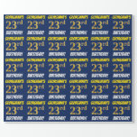 [ Thumbnail: Blue, Faux/Imitation Gold, "23rd Birthday" Wrapping Paper ]