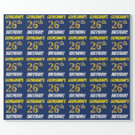 [ Thumbnail: Blue, Faux/Imitation Gold, "26th Birthday" Wrapping Paper ]