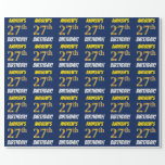 [ Thumbnail: Blue, Faux/Imitation Gold, "27th Birthday" Wrapping Paper ]