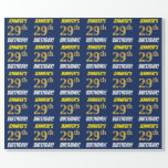 [ Thumbnail: Blue, Faux/Imitation Gold, "29th Birthday" Wrapping Paper ]