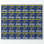 [ Thumbnail: Blue, Faux/Imitation Gold, "2nd Birthday" Wrapping Paper ]