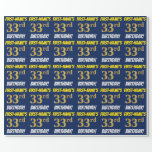 [ Thumbnail: Blue, Faux/Imitation Gold, "33rd Birthday" Wrapping Paper ]
