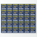 [ Thumbnail: Blue, Faux/Imitation Gold, "36th Birthday" Wrapping Paper ]
