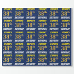 [ Thumbnail: Blue, Faux/Imitation Gold, "38th Birthday" Wrapping Paper ]