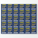 [ Thumbnail: Blue, Faux/Imitation Gold, "39th Birthday" Wrapping Paper ]
