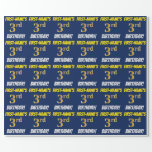 [ Thumbnail: Blue, Faux/Imitation Gold, "3rd Birthday" Wrapping Paper ]