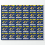 [ Thumbnail: Blue, Faux/Imitation Gold, "45th Birthday" Wrapping Paper ]