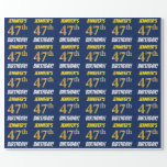 [ Thumbnail: Blue, Faux/Imitation Gold, "47th Birthday" Wrapping Paper ]