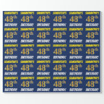 [ Thumbnail: Blue, Faux/Imitation Gold, "48th Birthday" Wrapping Paper ]
