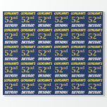 [ Thumbnail: Blue, Faux/Imitation Gold, "52nd Birthday" Wrapping Paper ]