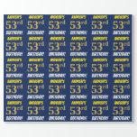 [ Thumbnail: Blue, Faux/Imitation Gold, "53rd Birthday" Wrapping Paper ]