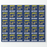 [ Thumbnail: Blue, Faux/Imitation Gold, "54th Birthday" Wrapping Paper ]