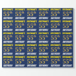 [ Thumbnail: Blue, Faux/Imitation Gold, "55th Birthday" Wrapping Paper ]
