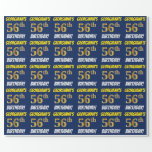 [ Thumbnail: Blue, Faux/Imitation Gold, "56th Birthday" Wrapping Paper ]