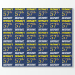 [ Thumbnail: Blue, Faux/Imitation Gold, "57th Birthday" Wrapping Paper ]