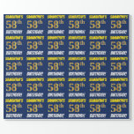 [ Thumbnail: Blue, Faux/Imitation Gold, "58th Birthday" Wrapping Paper ]