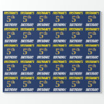 [ Thumbnail: Blue, Faux/Imitation Gold, "5th Birthday" Wrapping Paper ]