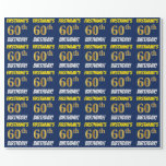 [ Thumbnail: Blue, Faux/Imitation Gold, "60th Birthday" Wrapping Paper ]
