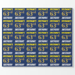 [ Thumbnail: Blue, Faux/Imitation Gold, "63rd Birthday" Wrapping Paper ]