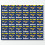 [ Thumbnail: Blue, Faux/Imitation Gold, "70th Birthday" Wrapping Paper ]