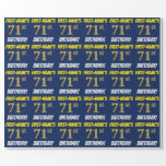 [ Thumbnail: Blue, Faux/Imitation Gold, "71st Birthday" Wrapping Paper ]