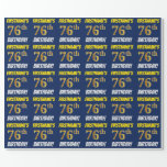 [ Thumbnail: Blue, Faux/Imitation Gold, "76th Birthday" Wrapping Paper ]