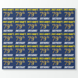 [ Thumbnail: Blue, Faux/Imitation Gold, "79th Birthday" Wrapping Paper ]