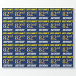 [ Thumbnail: Blue, Faux/Imitation Gold, "82nd Birthday" Wrapping Paper ]