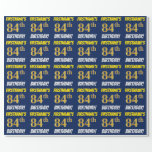 [ Thumbnail: Blue, Faux/Imitation Gold, "84th Birthday" Wrapping Paper ]