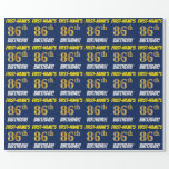 [ Thumbnail: Blue, Faux/Imitation Gold, "86th Birthday" Wrapping Paper ]