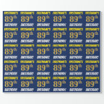 [ Thumbnail: Blue, Faux/Imitation Gold, "89th Birthday" Wrapping Paper ]