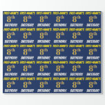 [ Thumbnail: Blue, Faux/Imitation Gold, "8th Birthday" Wrapping Paper ]