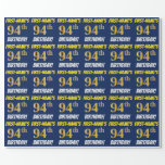 [ Thumbnail: Blue, Faux/Imitation Gold, "94th Birthday" Wrapping Paper ]