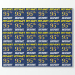 [ Thumbnail: Blue, Faux/Imitation Gold, "95th Birthday" Wrapping Paper ]