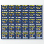 [ Thumbnail: Blue, Faux/Imitation Gold, "96th Birthday" Wrapping Paper ]