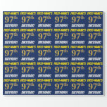 [ Thumbnail: Blue, Faux/Imitation Gold, "97th Birthday" Wrapping Paper ]