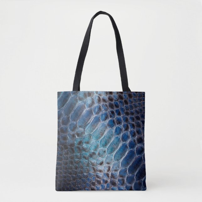 Blue Faux leather snake print  Tote Bag (Front)