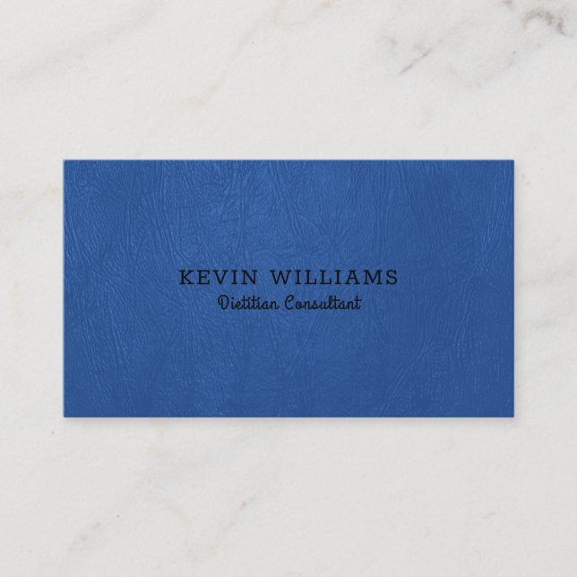 Blue faux leather texture background business card (Front)