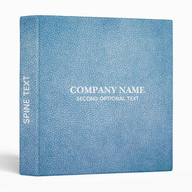 Blue Faux Leather Texture Customized 3 Ring Binder (Front/Spine)