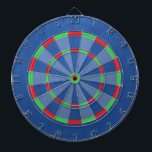 Blue Faux Leather Texture Dart Board<br><div class="desc">A trendy modern design with blue faux leather texture print with red and green accents.</div>