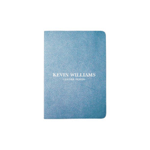 Blue Faux Leather Texture Personalized Passport Holder