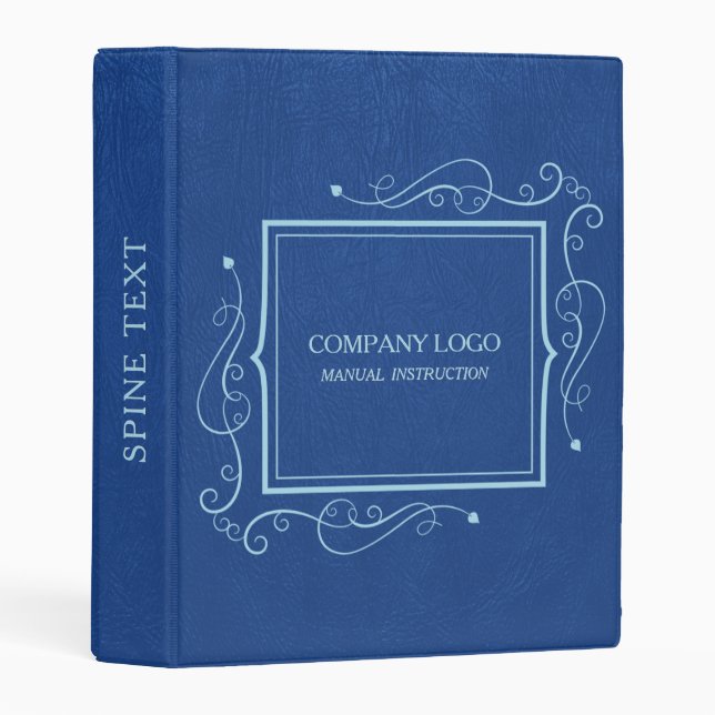 Blue Faux Leather With Blue Frame Accent Mini Binder (Front/Spine)