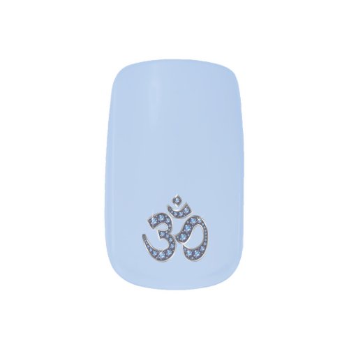 Blue Faux_Sapphire Om Symbol Nails Minx Nail Art